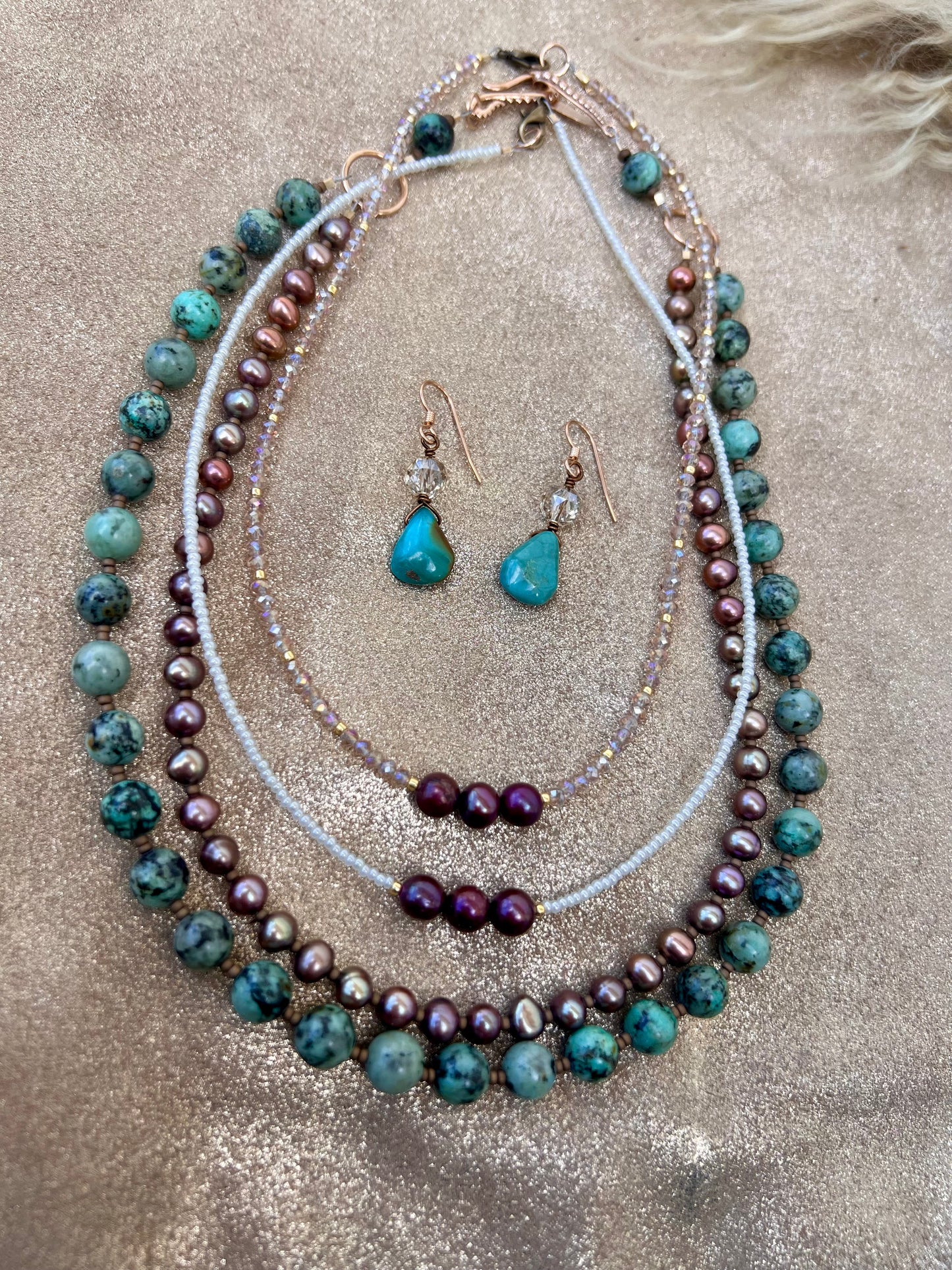 Kingman Turquoise and Crystal Earring