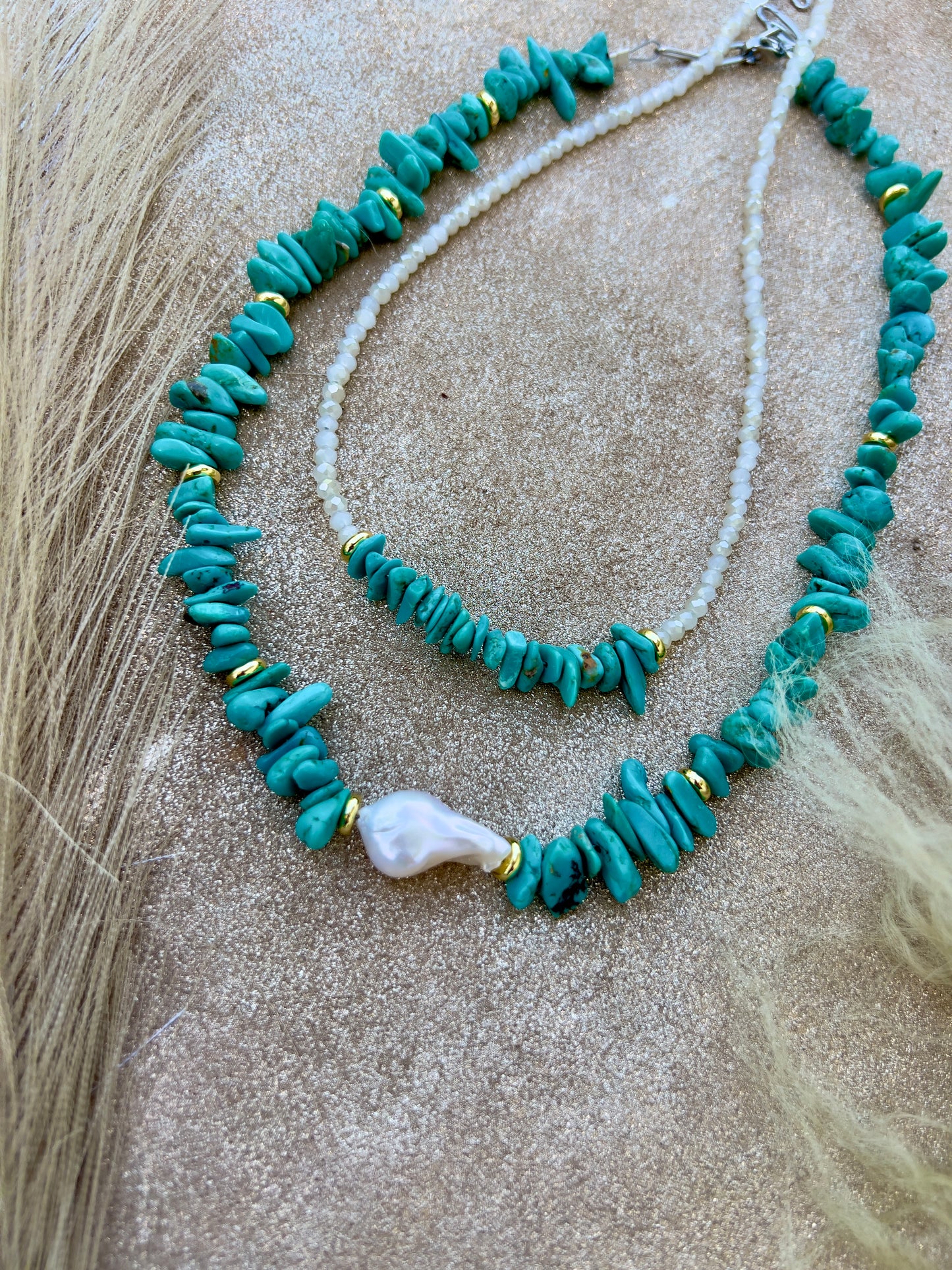Turquoise and Pearl Necklace