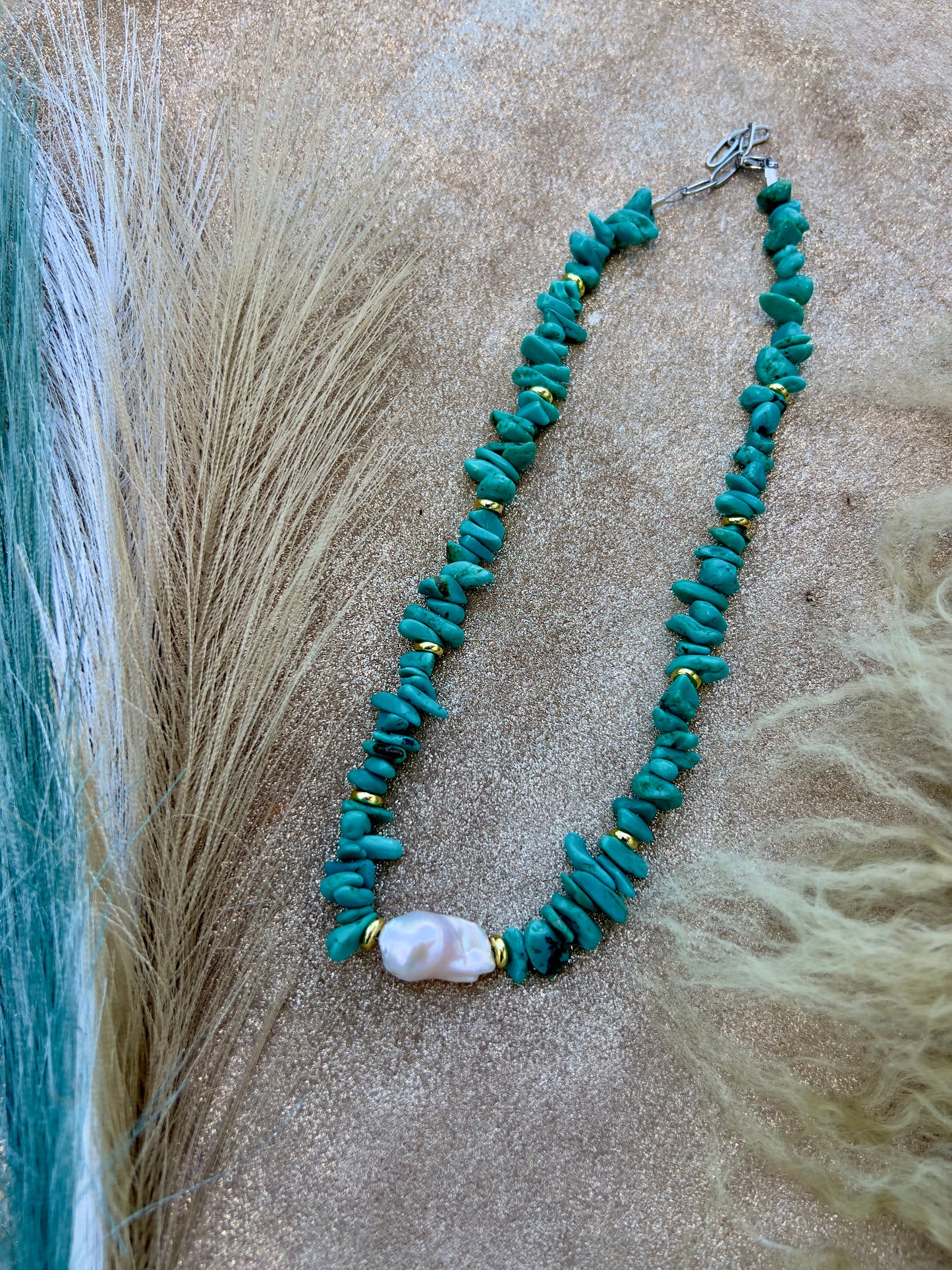 Turquoise and Pearl Necklace