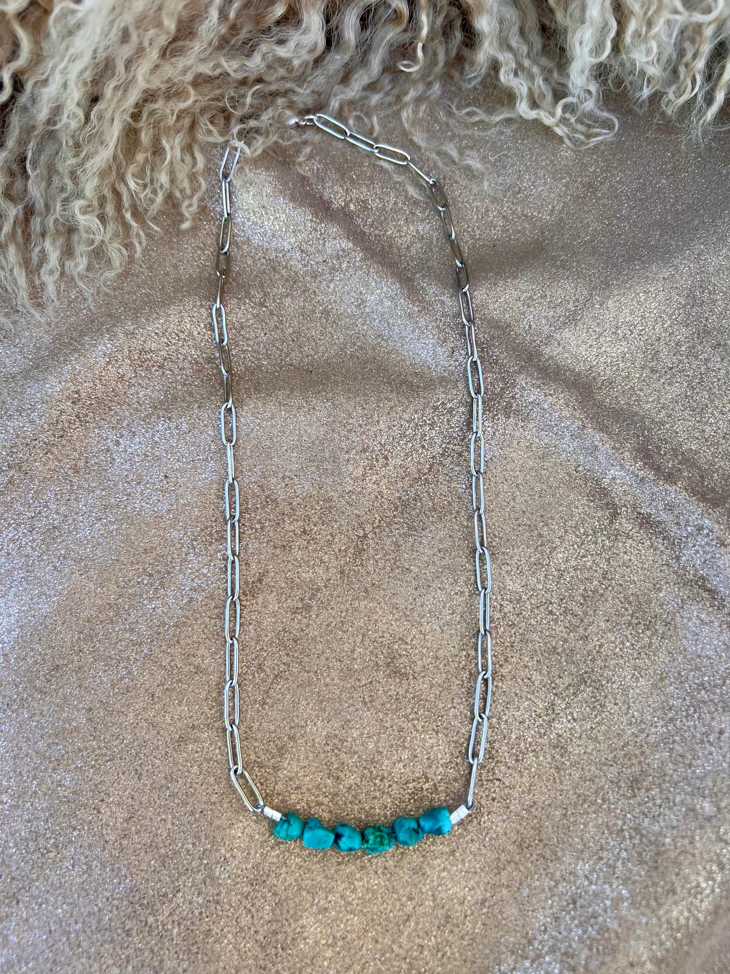 Turquoise Beaded Bar Necklace