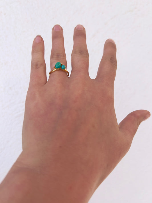 Two Stone Turquoise and Gold