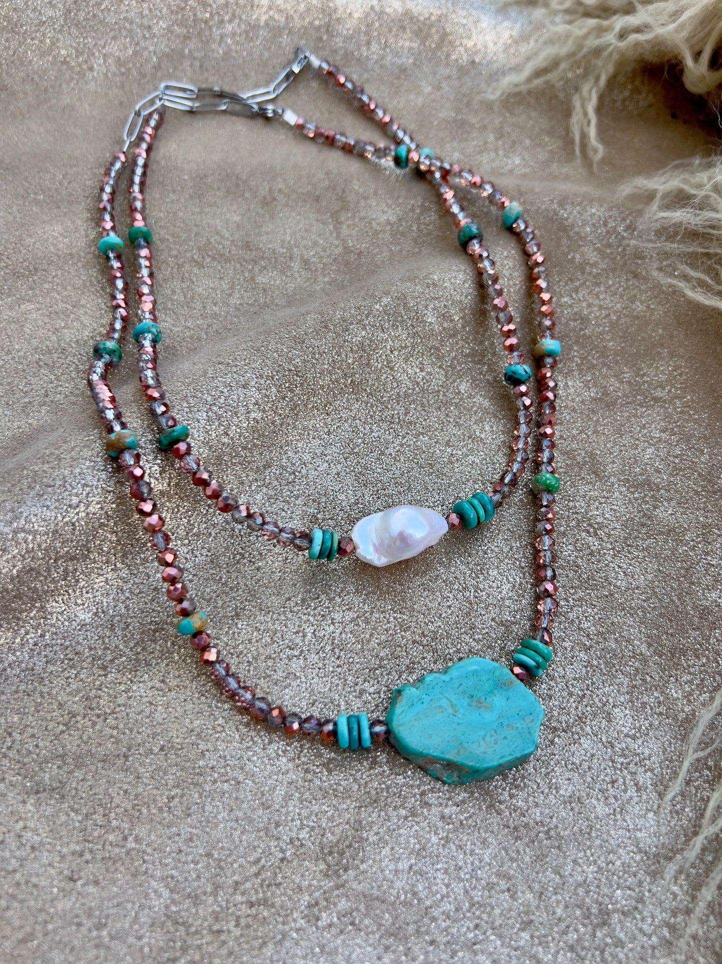 Baroque Pearl and Turquoise Necklace