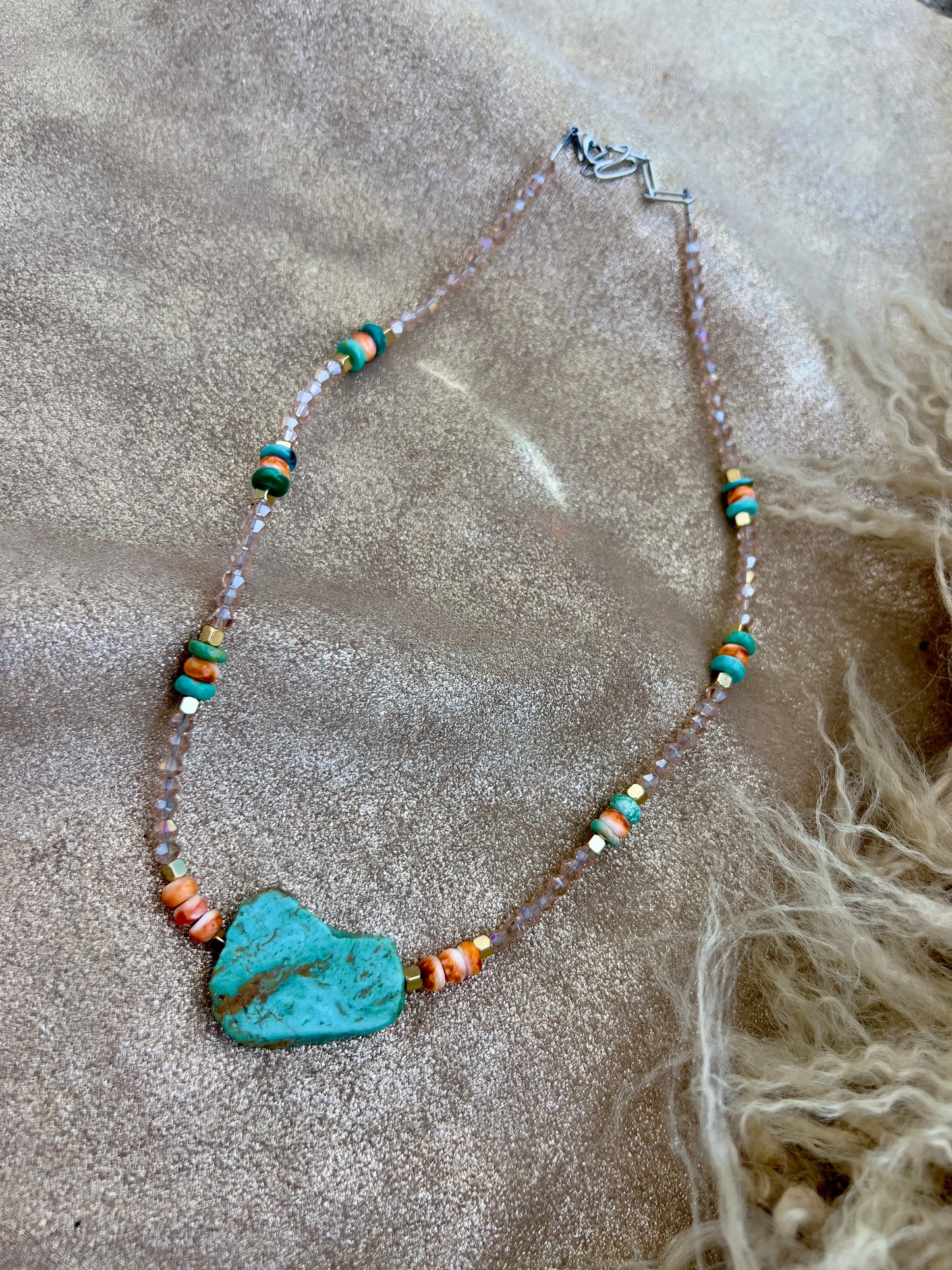 Kingman slab and spiny oyster necklace