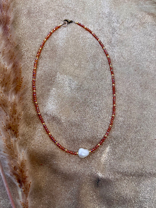 Amber Colored Pearl Necklace