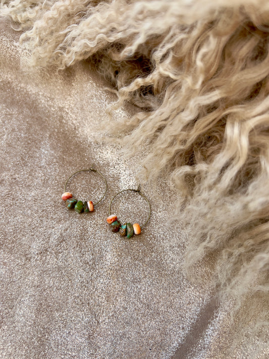Mini Hoops - Turquoise and Spiny Oyster