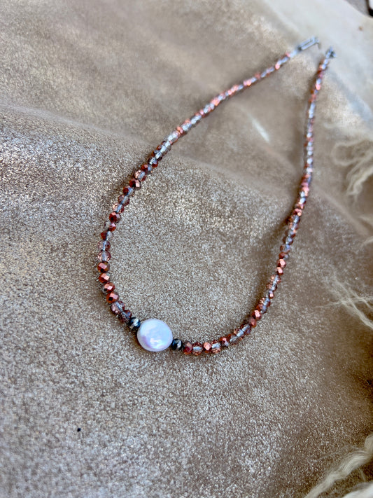 Coin Pearl and Sterling Silver Pearl Necklace
