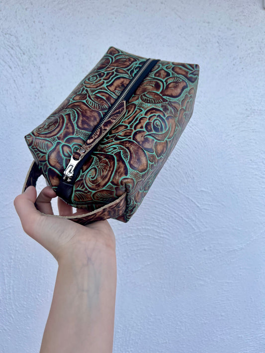 MADE TO ORDER - Boxed Makeup Bag Green Rose